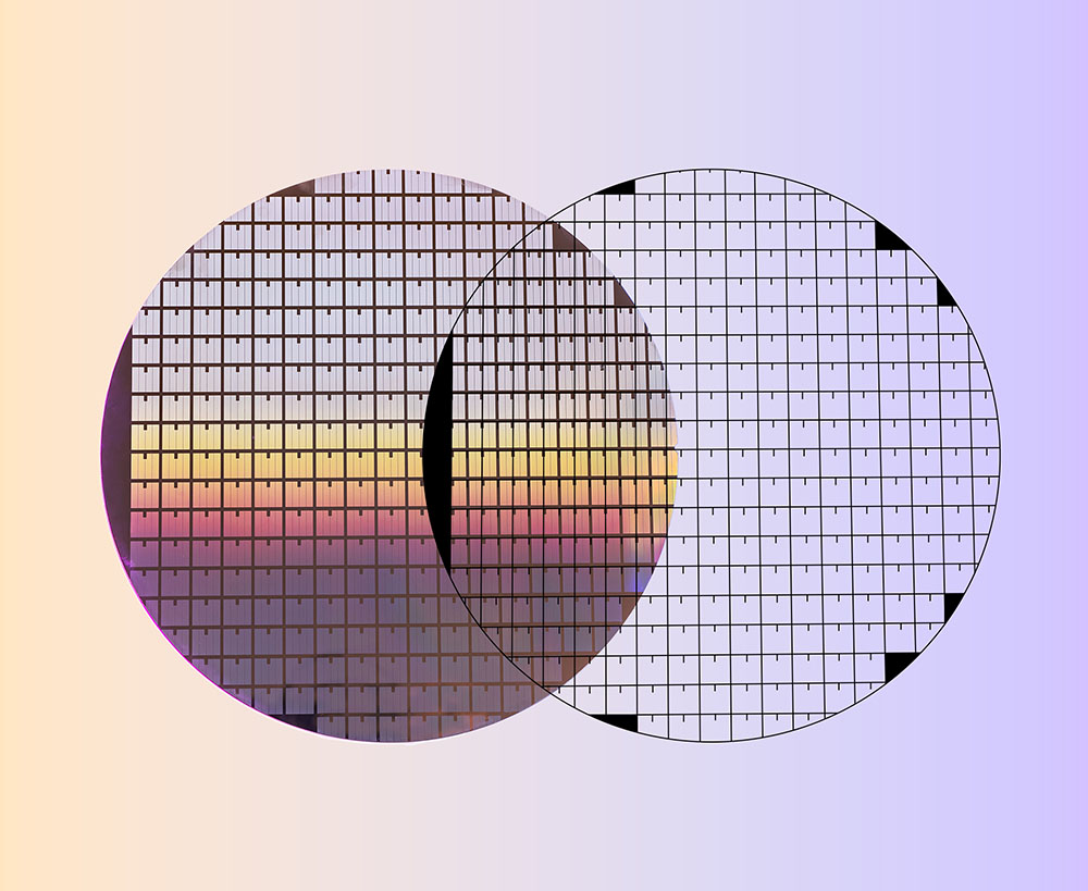 Silicon wafer with chips